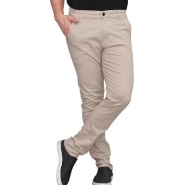 Imagem de Calça Masculina Sarja Skinny Sport Fino Bolso Faca Areia - REDWAY, 46