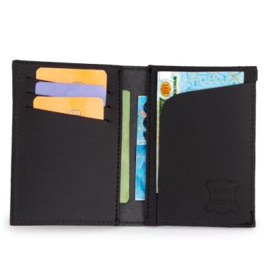 Imagem de Carteira Em Couro Masculina Slim Pequena Porta Cnh Cartão E Notas - Pa