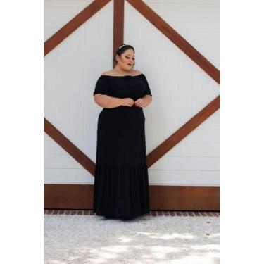 Imagem de Vestido Plus Size Ciganinha Látex na Cintura - luh may, Preto, G