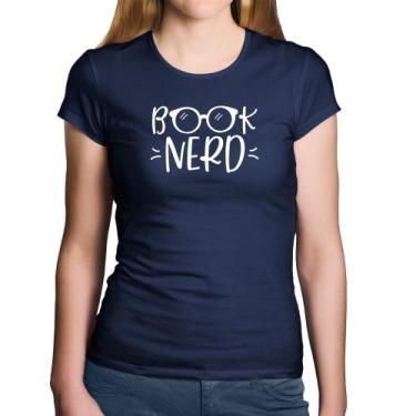 Imagem de Baby Look Algodão Book Nerd - Foca na Moda, Marinho, GG