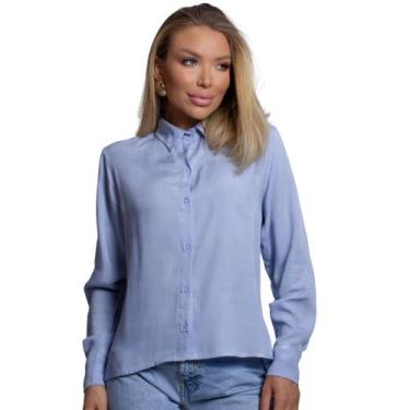 Imagem de Camisa Feminina Social Camisete Manga Longa Casual Básica Sem Bolso Co