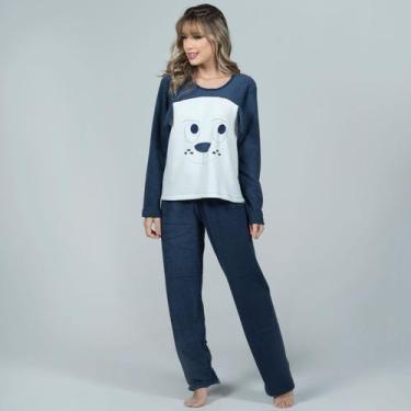 Imagem de Pijama Plush Adulto Feminino Longo Estampa Cachorro - Bella Fiore Moda