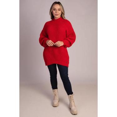 Imagem de Blusão em Ponto Pérola com Manga caída - Jéssi Malhas, Vermelho, P