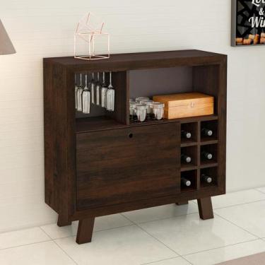 Imagem de Aparador Balcão com Adega 90x87cm 1 Porta Rústico - Tecno Mobili
