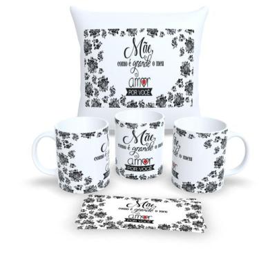 Imagem de Kit Com Almofada 30x30cm e Caneca de Porcelana dia das Mães - Estampa 