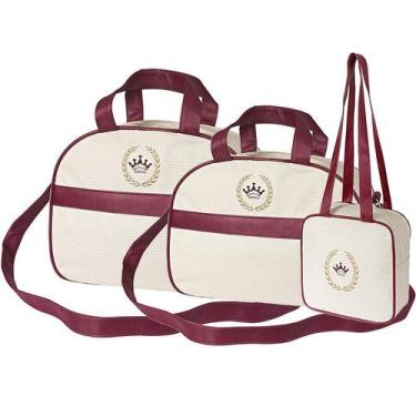 Imagem de Kit Bolsa Maternidade Basic Palha e Bordô 3 Peças - Talismã
