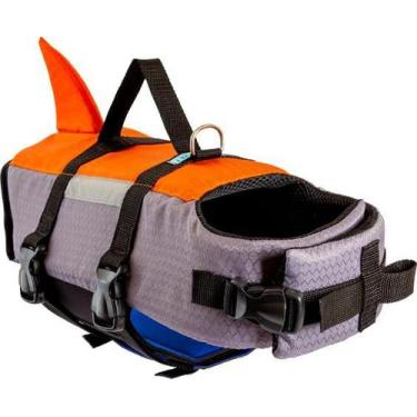 Imagem de Colete Flutuador Salva Vidas para Pets, cor Cinza com Laranja - Karppo