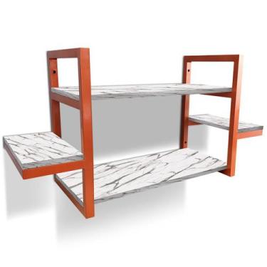 Imagem de Prateleira Dupla Cali Nicho De Parede Design Industrial Cobre/Vulcano 