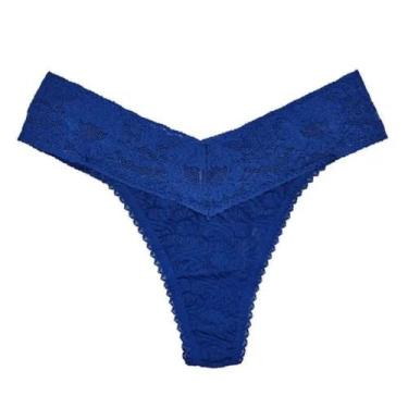 Imagem de Calcinha Fio Dental Xamego Demillus em Renda Elástica, Azul, Atalaia, 