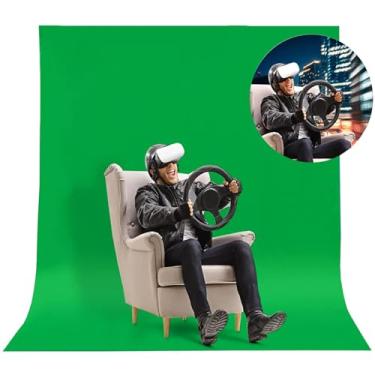Imagem de CPLIRIS Tela de fundo verde de 3 x 3,6 m para fotografia, tecido de fundo Chromakey para sessão de fotos, reunião de zoom, jogos ao vivo