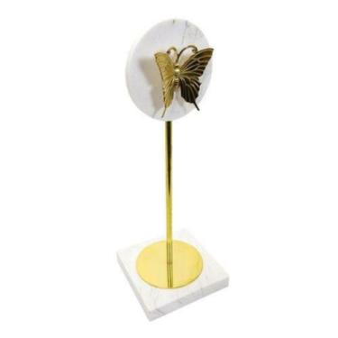 Imagem de Escultura Borboleta Maior no Suporte Marmore e Metal Luxo - LUXdécor