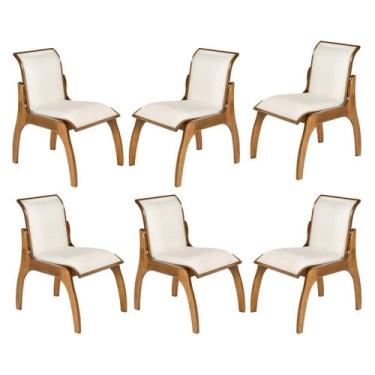 Imagem de Kit 6 Cadeiras para Mesa de Jantar 55x82 Cm Barcelona Madeira Maciça I