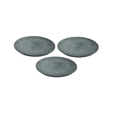 Imagem de Kit 3 Pratos Raso Redondo Pedra Sabão Sobremesa e Bolos 22cm - Industr