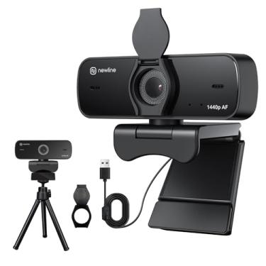 Imagem de N newline Webcam 2,5K para PC, foco automático, capa de privacidade, suporte de tripé, webcam profissional com microfone para conferências e streaming