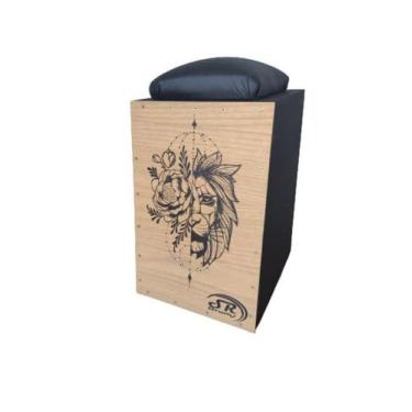 Imagem de Cajon Profissional Inclinado Acústico SR Drums, LEÃO E FLOR
