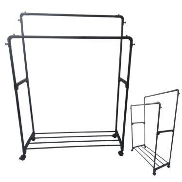 Imagem de Arara Dupla Cabideiro Camisa Blusa Sapateira Tenis Sandalia Bolsa Chapeu Organizaçao Loja Quarto Closet Casa Apartamento Rodinhas Multiuso