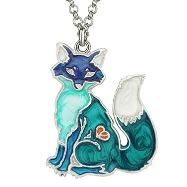 Imagem de DALANE Colar de raposa de liga esmaltada, pingente, joias de animais selvagens, presentes para mulheres, lembrancinhas de festa, 35mm x 28mm, Zinco, Sem Pedra Preciosa