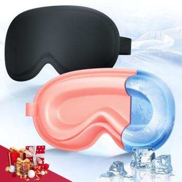 Imagem de Pacote com 2 máscaras para dormir refrescantes 3D com gel refrescante 3D e 100% de bloqueio de luz, bolsa de gelo para olhos sem pressão para homens e mulheres que dormem de lado, máscara protetora de