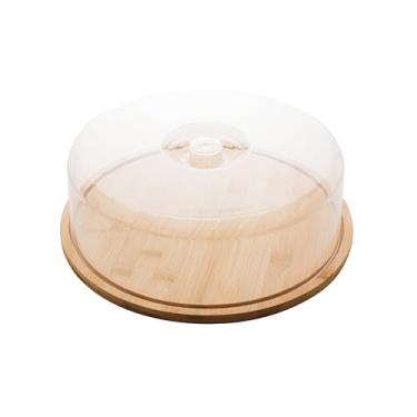 Imagem de LYOR - Prato para Bolo de Bambu com Tampa em Plástico 28cm x 28cm x 9,5cm