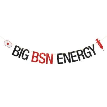 Imagem de Big BSN Energy Banner RN Parabéns Enfermeira Grad Banner Preto Vermelho Glitter Enfermagem Escola de Medicina Graduação Hospital Formatura Festa Decorações Suprimentos