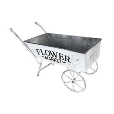 Imagem de Gralara Plantador de vagão de flores, plantador de jardim, fácil de usar, resistente, rústico, decorativo, carrinho de mão, para entrada, pátio, casa