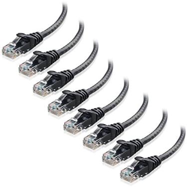 Imagem de Cable Matters Pacote com 8 cabos Ethernet Snagless Cat 5e - 3 m, cabo Gigabit Cat5e, cabo Ethernet Cat5e, preto