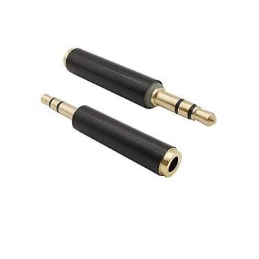 Imagem de VizGiz Pacote com 2 adaptadores TRRS para TRS de 3,5 mm, conector conversor de 1/20.3 cm para fone de ouvido, fone de ouvido, microfone, 4 polos a 3 polos, gravador de câmera de computador, placa de