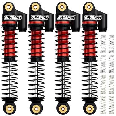 Imagem de GLOBACT Amortecedores dianteiros e traseiros de alumínio de 52 mm para acessórios de atualização Axial SCX24 Bronco/JLU CRC/Deadbolt/Gladiator/C10 (4 peças preto vermelho)