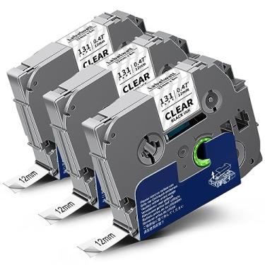 Imagem de Labelwell Fita TZe TZ 12 mm 0,47 polegadas laminada transparente compatível com Brother P Touch Label Tape TZe-131 TZe131 para Ptouch PT-H110 D200 D210 D220 D400 D600 D610BT PTD220 etiquetadora, preta