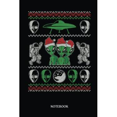 Imagem de Alien Notebook: Astronaut And Alien Heads Ugly Christmas Ufo Spaceship | Alien Journal, Lined Journal Ufo, Ufo Journal, Lined Journal Alien, Size 6 X 9", 120 Pages.