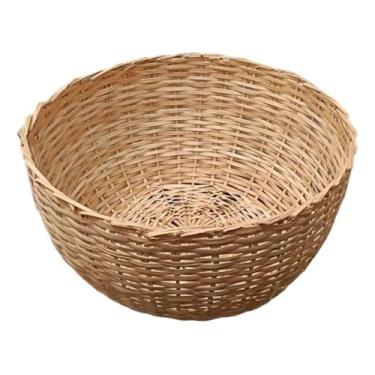 Imagem de Cesto De Palha Artesanal Decoração Balaio Redondo Bambu 40cm