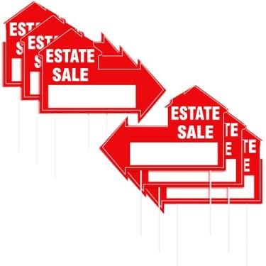 Imagem de Threehoney 6 placas de venda imobiliária com estacas 30,5 x 40,6 cm This Way placa dupla face para venda pelo proprietário sinal de quintal seta direcional sinais de venda de propriedade para imóveis