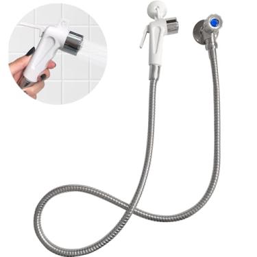 Imagem de Dona D Cor, Ducha Higiênica Completa Branca ABS Chuveirinho íntimo Para Banheiro Bidê Registro 1/4 De Volta Mangueira Flexível Inox