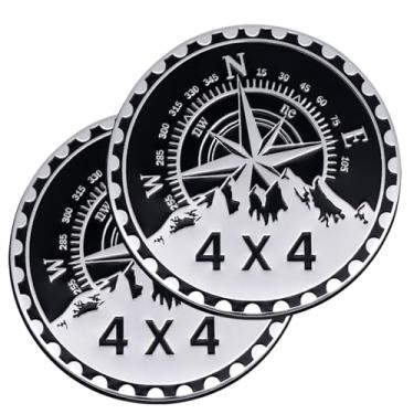 Imagem de LCWLJL 2 Peças Emblema de Carro 4x4 Emblema Automotivo de Metal 3D Emblemas de Carro de Metal Emblemas Emblemas Redondos Decalques Emblemas de Carro Adesivos Compatíveis com Veícul(Wn E-Classificado)
