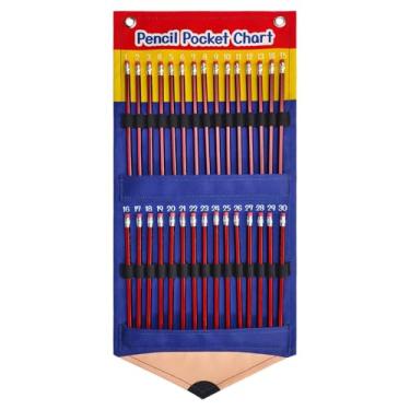 Imagem de Organizador de Parede para Estacionamento de Lápis, Gráfico de Dispensador de Lápis Numerado, Organizador de Sala de Aula para Canetas, Lápis, Giz de Cera, Com Design de Laço