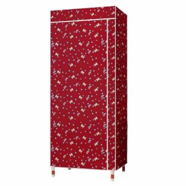 Imagem de Guarda-roupa Armário de guarda-roupa de 2 pés, simples, pequeno, pano oxford, robusto, madeira sólida, plástico, ferro, dobrável, armário de armazenamento armário