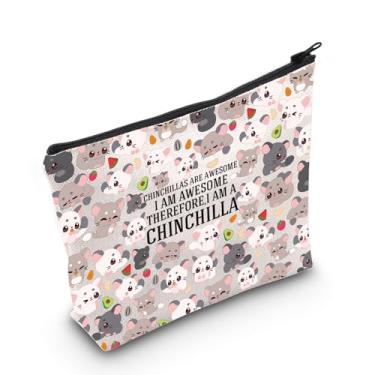 Imagem de WZMPA Bolsa de cosméticos de chinchila presente para amantes de chinchila Chinchilas Are Awesome I Am Awesome Therefore I Am A Chinchilla Makeup Zipper Pouch Bag Chinchilla Owner Gift, Chinchila,