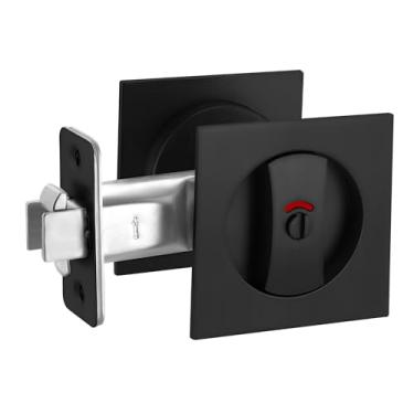 Imagem de Cozy Tower Fechadura de bolso com indicador, ferragem de porta de bolso, fechadura quadrada para privacidade, fechaduras de porta deslizante, dobráveis, puxadores de bolso, ferragens de substituição