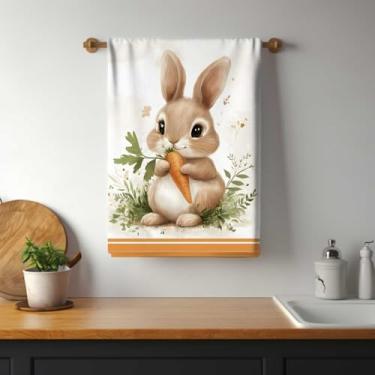 Imagem de Pano de Prato Atoalhado Páscoa Coelho para Copa e Cozinha