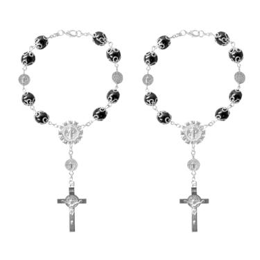 Imagem de Hbxdeco Rosário de carro para espelho retrovisor, pingente de rosário de espelho retrovisor automático de bênção cruzada personalizado, rosário universal para espelho retrovisor de carro, acessórios