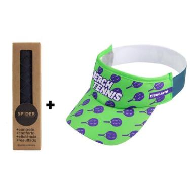Imagem de Kit Undergrip Spider Preto + Viseira Beach Tennis Padel Verde - HUPI, 