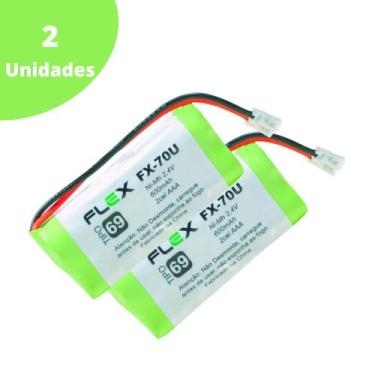 Imagem de Bateria Recarregável Flex para Telefone Sem Fio 2,4V 600mAh FX-70U, 2 