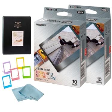 Imagem de FUJIFILM Pacote instantâneo INSTAX Wide Brushed Metallics – 20 exposições + álbum, molduras para fotos e pano de limpeza BluebirdSales