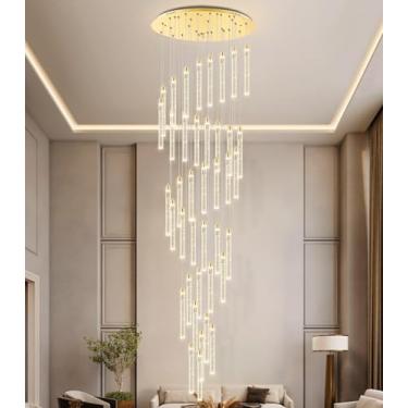 Imagem de dolria Lustre De Cristal Moderno De 236'', Lustre Longo De Teto Alto Para Escada, Lustre Espiral Led Regulável, Luminária De Teto Suspensa Para Entrada, Hall De Entrada, Corredor