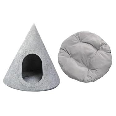 Imagem de Generic Tenda para gatos de feltro, tenda para gatos, triangular removível, dobrável, para animais de estimação, cama para gatos internos, para carro, interno