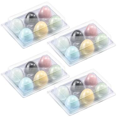 Imagem de Geiserailie 24 peças de ovos de Páscoa, artesanato de cerâmica, para decoração de Páscoa, ovos em branco para crianças, decoração de festa em casa, enchimentos de cesta (cor clara)
