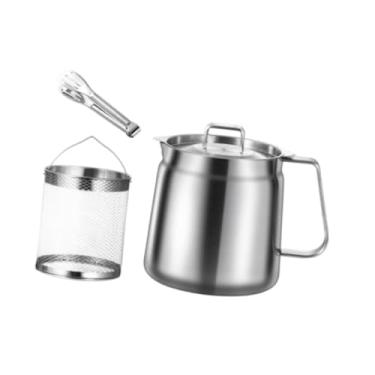 Imagem de DimyFew Frigideira profunda com cesta de filtro de óleo de tampa com filtro e cesta de fritura para fritura, 2.0l