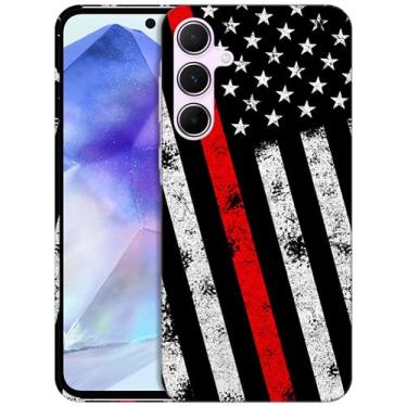 Imagem de GlamCase Capa para Samsung Galaxy A35 5G, Galaxy A35 5G - fina bandeira vermelha grunge impressa fina e elegante de plástico rígido de encaixe rígido capa protetora para celular traseira para Samsung