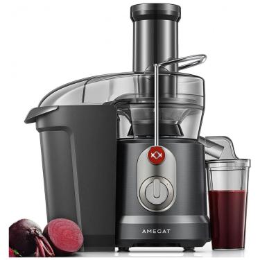 Imagem de Centrífuga de Frutas 1L com Bocal Largo 8 centímetros, 2 Velocidades e Fácil de Limpar, 1300W, 110v, AMEGAT, Cinza Fosco