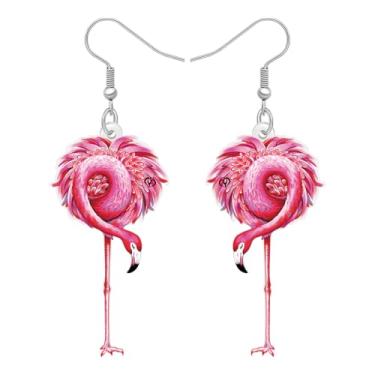 Imagem de DALANE Brincos de flamingo divertidos de acrílico para mulheres, lindos brincos de flamingo rosa tropical, joias hipoalergênicas para amantes de pássaros, pingentes de festa na praia, Medium,
